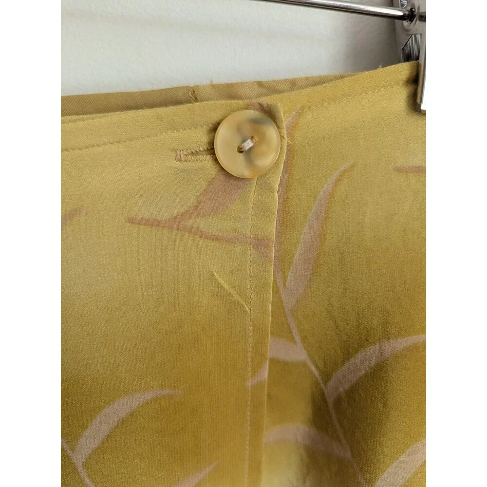 Y2K 90s Silk Wrap Maxi Skirt Mustard Gold Paisley Border Print Tagged 10